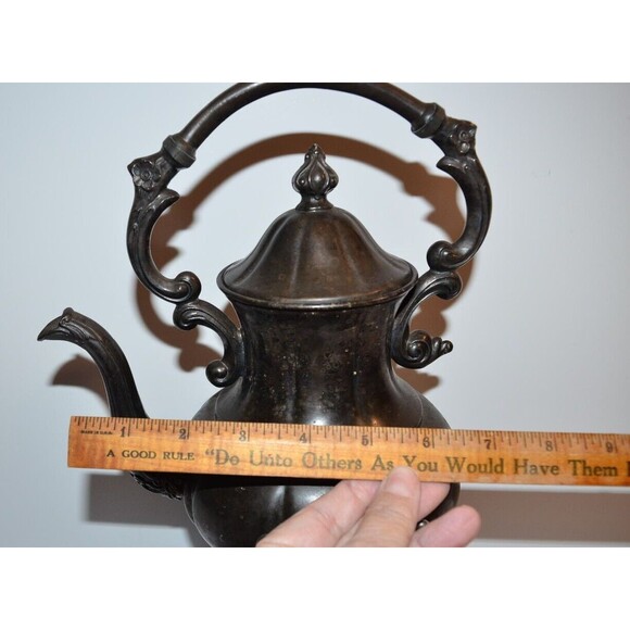 Vtg Sheridan Silver on copper Tilt Tea Pot Coffee Stand No Warmer silverplate - Picture 3 of 16